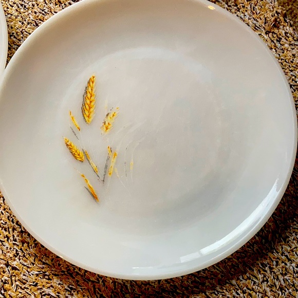 2 Vintage Fire King Oven Ware Wheat Dinner Plates - Picture 1 of 9